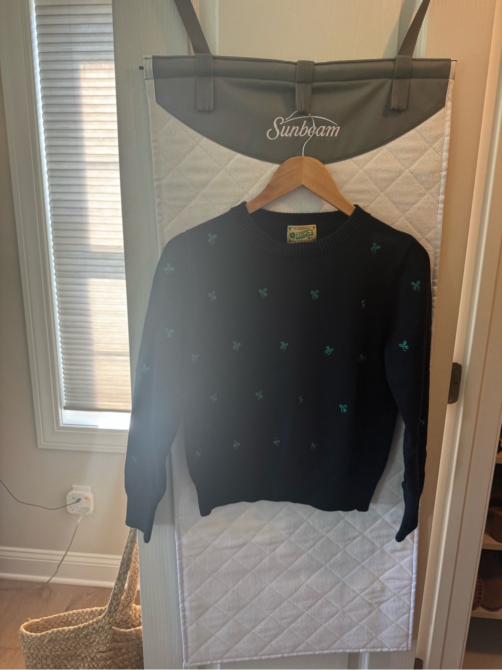 Kiel James Patrick Navy Sweater with Green Clover Embroidery - Picture 5 of 9